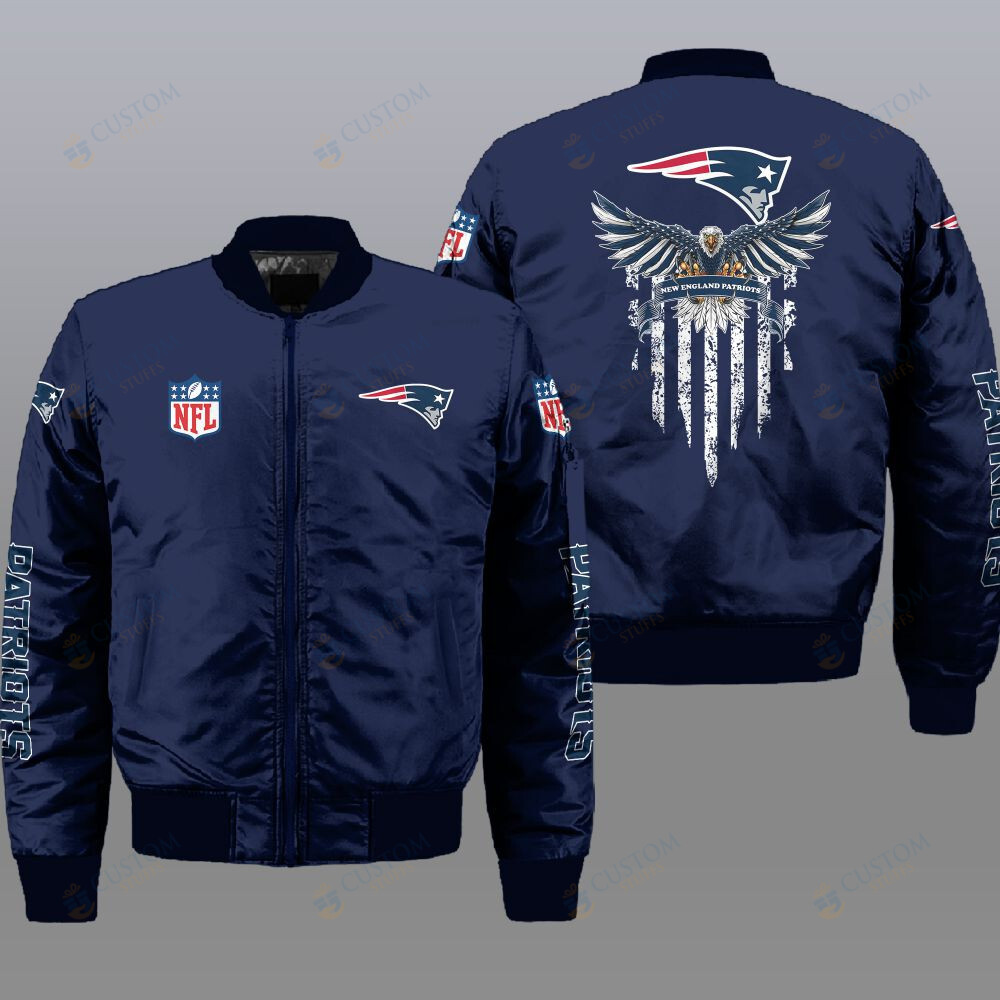 NFL New England Patriots Eagle Thin Line Flag Bomber Jacket2