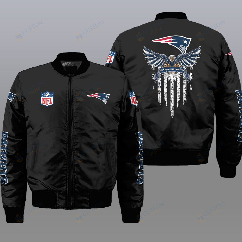NFL New England Patriots Eagle Thin Line Flag Bomber Jacket1
