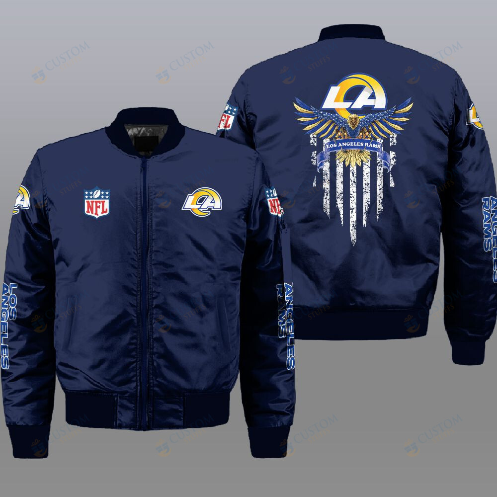 NFL Los Angeles Rams Eagle Thin Line Flag Bomber Jacket2