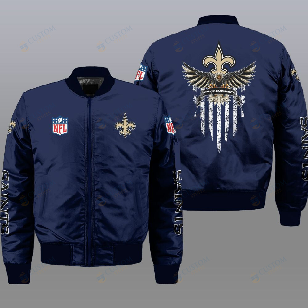 NFL New Orleans Saint Eagle Thin Line Flag Bomber Jacket2