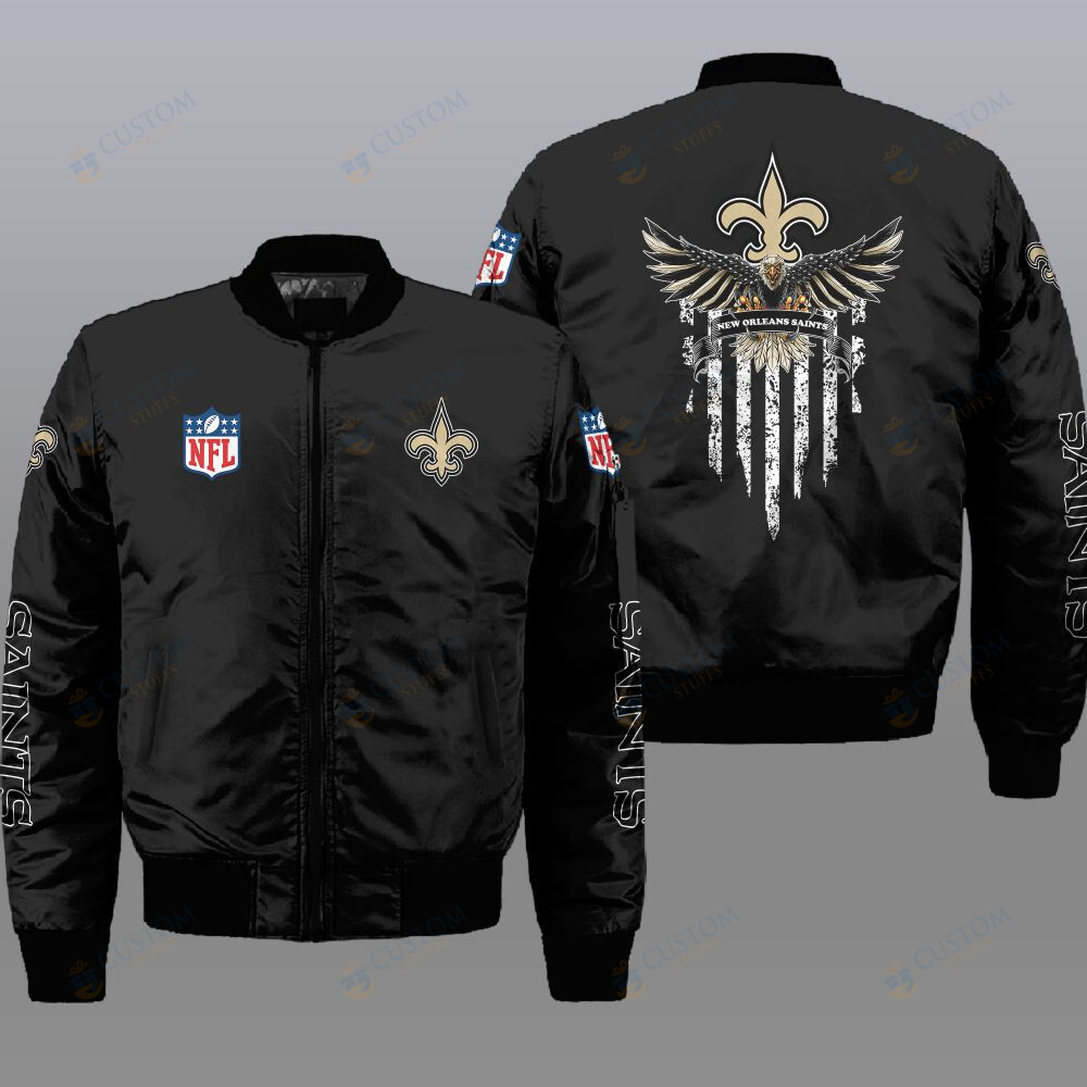 NFL New Orleans Saint Eagle Thin Line Flag Bomber Jacket1