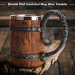 Viking Wood Style Beer Mug  & Mug Metal Insulated