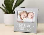Tiny Ideas Me & My Brother Picture Frame, Nursery Décor, Gender Neutral, Gray