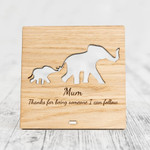 Elephant Mother and Child Wooden Plaque - Mothers Day Sign for Mum Mummy - Elephants Gift Present Idea Mummy Baby