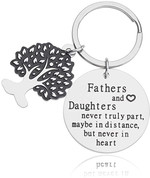 Dad Keychain, Present for Daddy Papa Thank You, Present Fathers and Daughters Never Truly Part - Keychain
