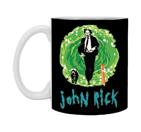 John Rick John Wick Rick And Morty Crossover Funny Coffee Mug 11oz Gift for Men 