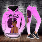 Black Women Attitude Pink Legging and Tank Top