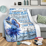 To My Mom Blue Butterfly Flower Daughter Fleece Blanket