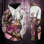 Pink And White Country Girl Deer Camo Legging and Hoodie Set