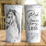 Ride More Worry Less Floral Horse Tumbler
