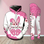 Grandma Bunny Pink Leopard Legging and Hoodie Set
