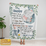 Personalized Pink Elephant First Father's Day Gift Fleece Blanket