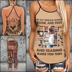 Book Reading Makes You Thin Criss-cross Tanktop and Legging set (buy both for 10% discount)