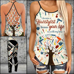 Hairstylist Your Life Worths My Time Criss-cross Tanktop and Legging set (buy both for 10% discount)