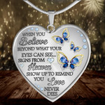 Believe Blue Butterfly Heart Necklace