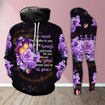 Purple Rose Butterfly At Peace Legging and Hoodie Set