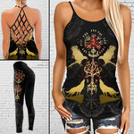 Gold Wolf Viking Criss-cross Tanktop and Legging set (buy both for 10% discount)