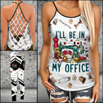 Sewing I'll Be In My Office Criss-cross Tanktop and Legging set (buy both for 10% discount)