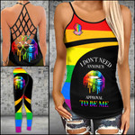 LGBT I Don't Need Criss-cross Tanktop and Legging set (buy both for 10% discount)
