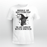 Buckle Up Buttercup Cat Witch T-shirt