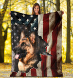 German Shepherd Flag Fleece Blanket - NH0921