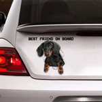 Black Dachshund Best Friend On Board Car Decal Sticker - TG0921DT