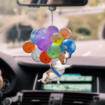 Basset Hound With Colorful Balloons Flat Car Ornament - TG0921QA