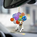 Jack Russell With Colorful Balloons Flat Car Ornament - TG0921TA