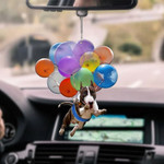 Bull Terrier With Colorful Balloons Flat Car Ornament - TG0921QA