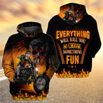 Riding Motorcycle on Fire Hoodie, Zip Hoodie and Bomber - AD1221HN