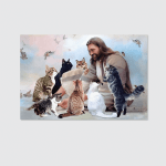 Jesus With Cats Canvas & Poster - TG1221QA