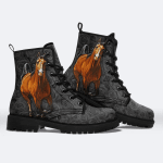 Horse in Black Roses Leather Boots - AD1221DT