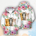 Three cats with flower Hoodie, Zip Hoodie and Bomber - HN1221QA