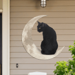 Moon Black Cat Cut Metal Sign - TG0122QA