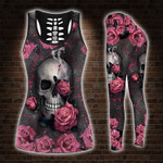 Pink Rose and Skull Tanktop Legging Hoodie Set - TT0122DT