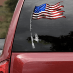 Fishing Rod & American Flag Decal Sticker - TT0322