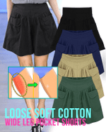 Loose Soft Cotton Wide Leg Pocket Shorts - LimeTrifle