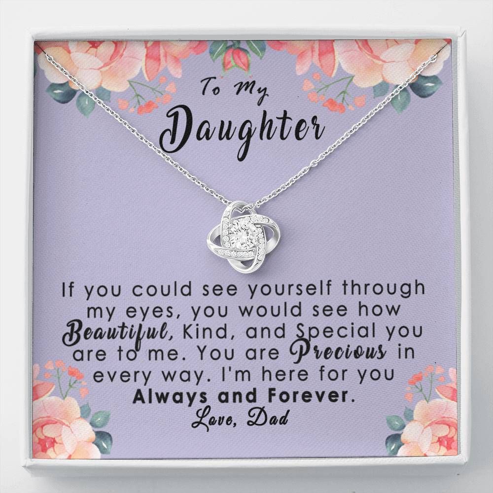 I Will Always be here for you To My Daughter Love knot Necklace