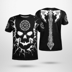 Skull Viking And Backbone Is An Ax - Viking T-Shirts All-Over-Print