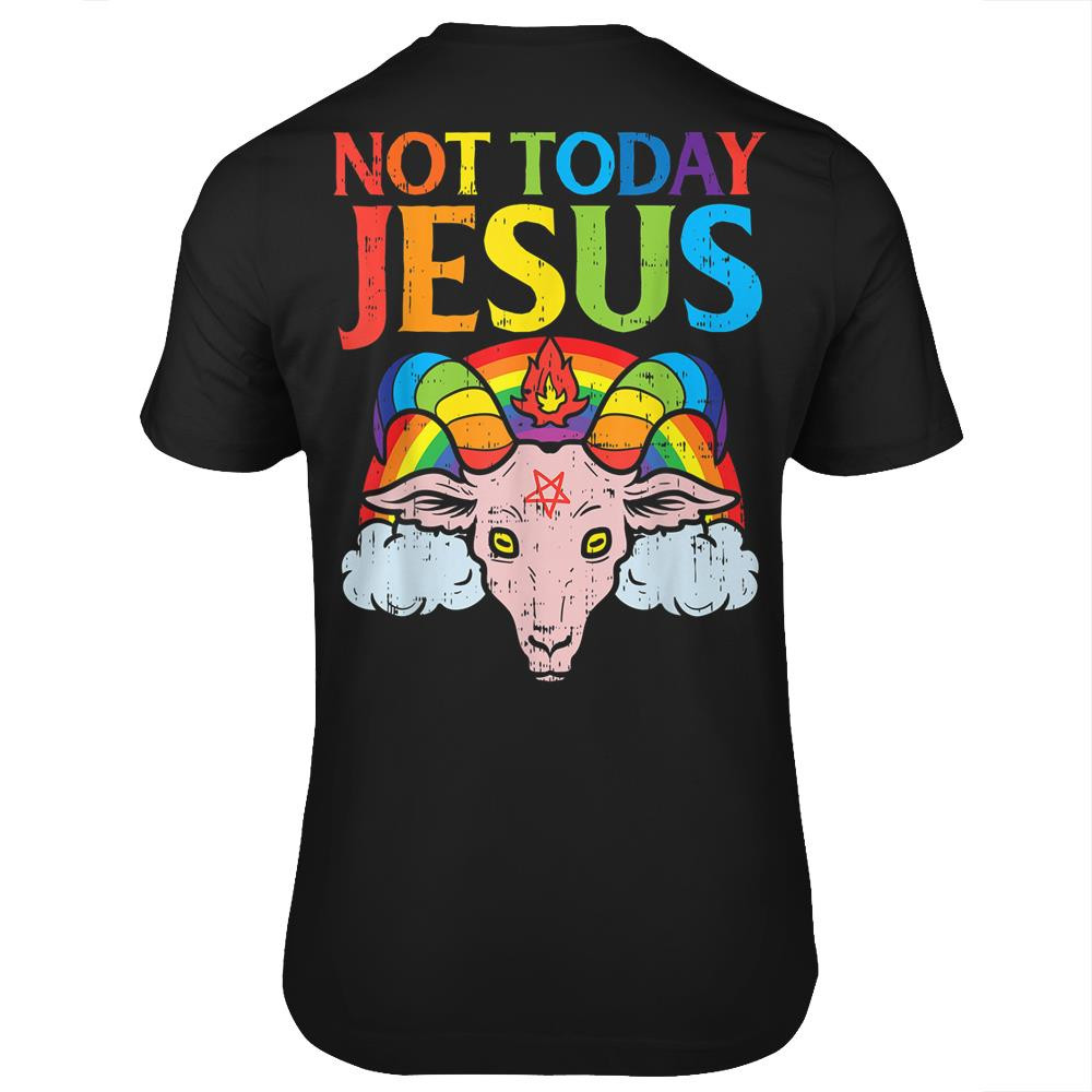 Today Not Jesus Satan Goat Satanic Rainbow Satanism Vintage Men's Cotton T-Shirt