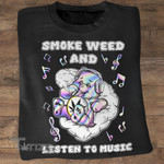 Weed bear smoke weed and listen to music Graphic Unisex T Shirt, Sweatshirt, Hoodie Size S - 5XL