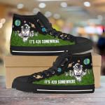 Weed Leaf Astronaut Unisex High Top Canvas Shoes