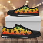 Weed Rasta Pattern Low Top Canvas Shoes