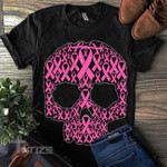 Breast Cancer Awareness Skull  Graphic Unisex T Shirt, Sweatshirt, Hoodie Size S - 5XL