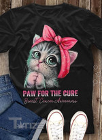 Breast Cancer Awareness Cat Paw For The Cure Graphic Unisex T Shirt, Sweatshirt, Hoodie Size S - 5XL