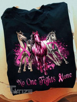 Breast Cancer Awareness Horse No Ones Fight Alone Graphic Unisex T Shirt, Sweatshirt, Hoodie Size S - 5XL