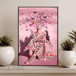 Breast Cancer Awareness Woman Butterfly Fighter Courage Wall Art Print Poster