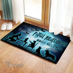 Halloween horror witch paw reading dogs welcome Doormat