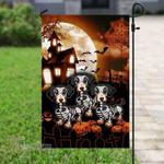Happy halloween dachshund skeleton horror Garden Flag, House Flag
