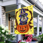 Halloween schnauzer witch pumpkin Garden Flag, House Flag